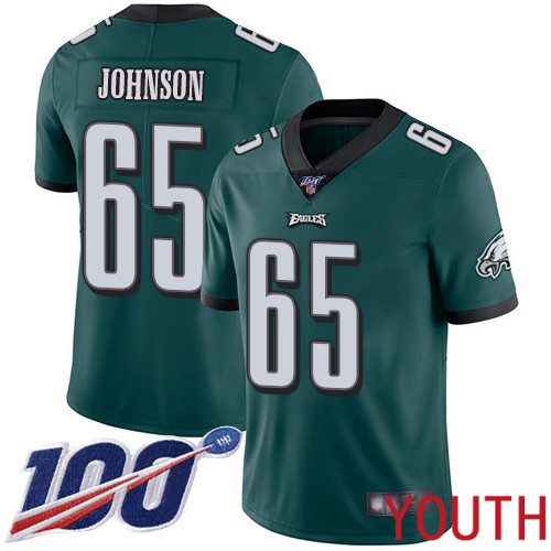 Youth Philadelphia Eagles #65 Lane Johnson Midnight Green Team Color Vapor Untouchable NFL Jersey Limited1